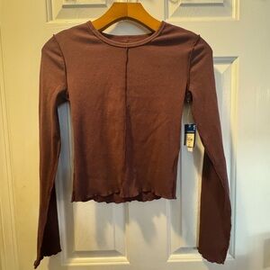 Arizona Women's Long Sleeve Ribbed Tee - Brown